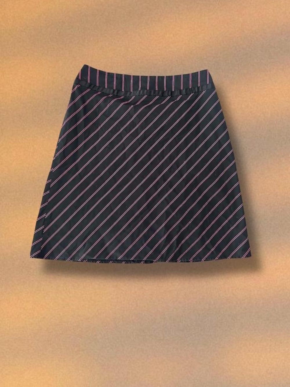 Fashion Bug Black Mini Skirt with Pink Pinstripes
